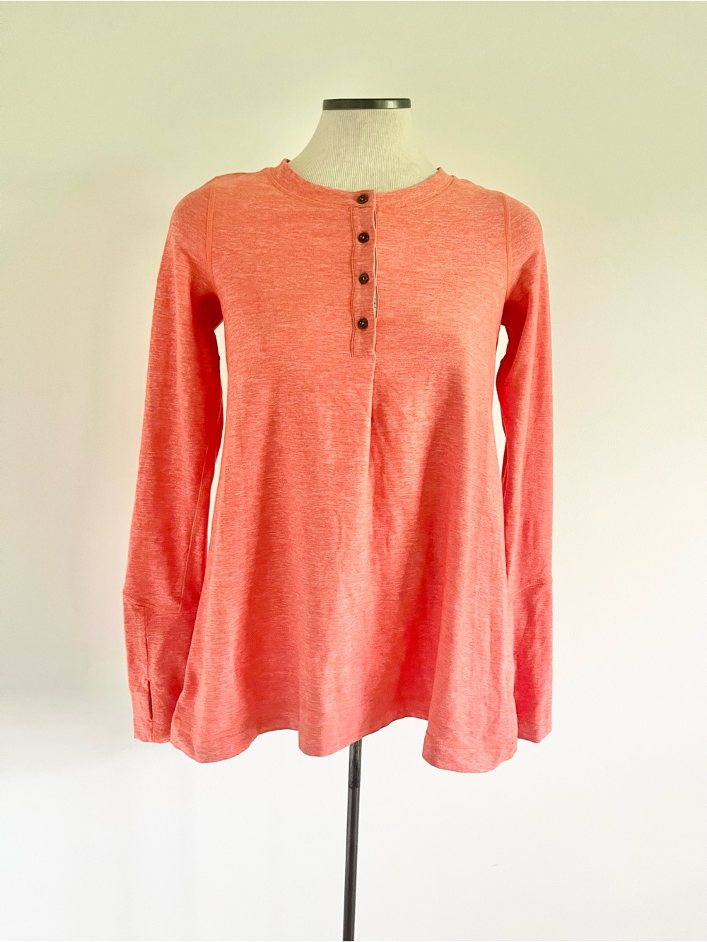 Lululemon Ride On Henley Long Sleeve Heathered Orange Top size 6 - Picture 2 of 12